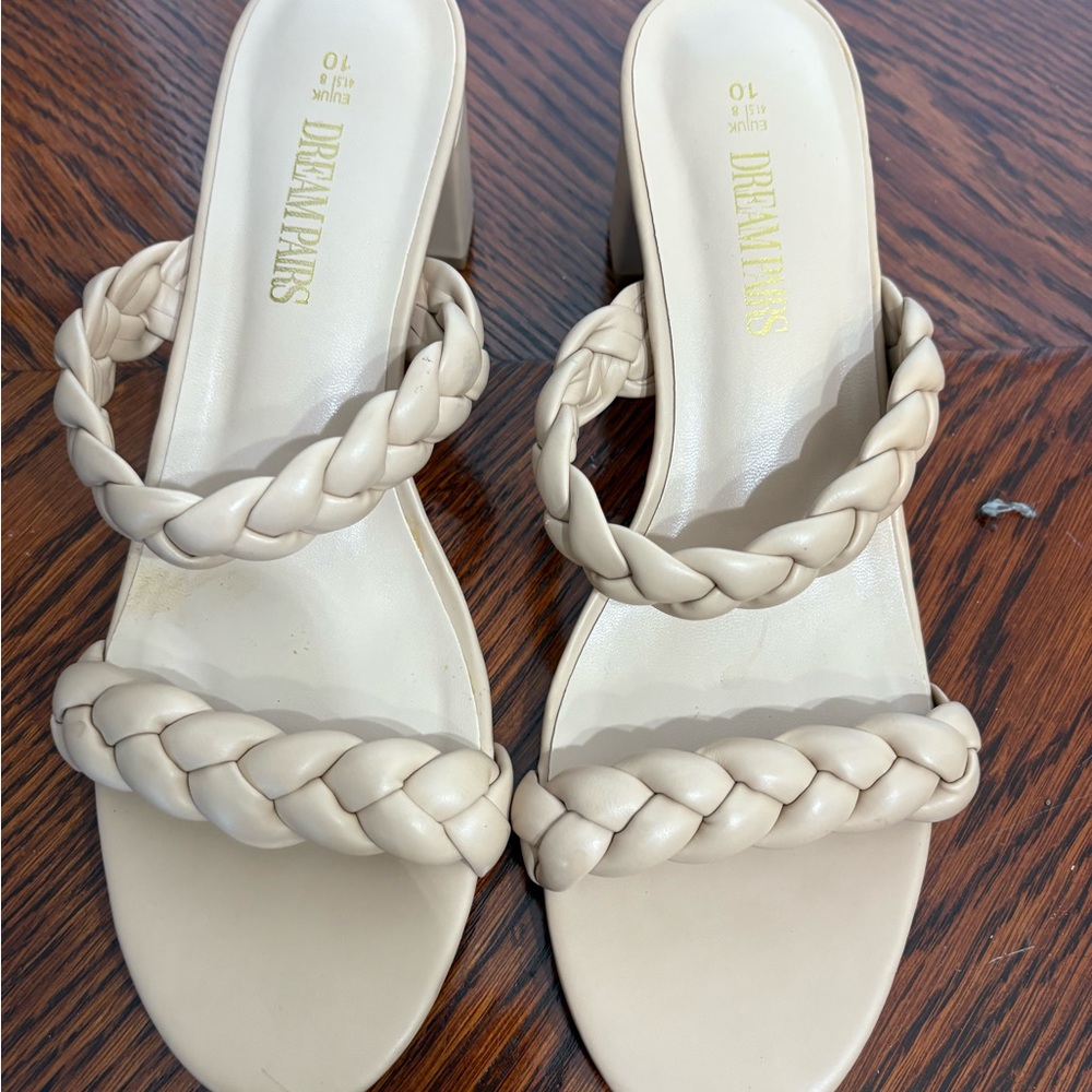 Dream Pairs Women's Beige Braided Heels